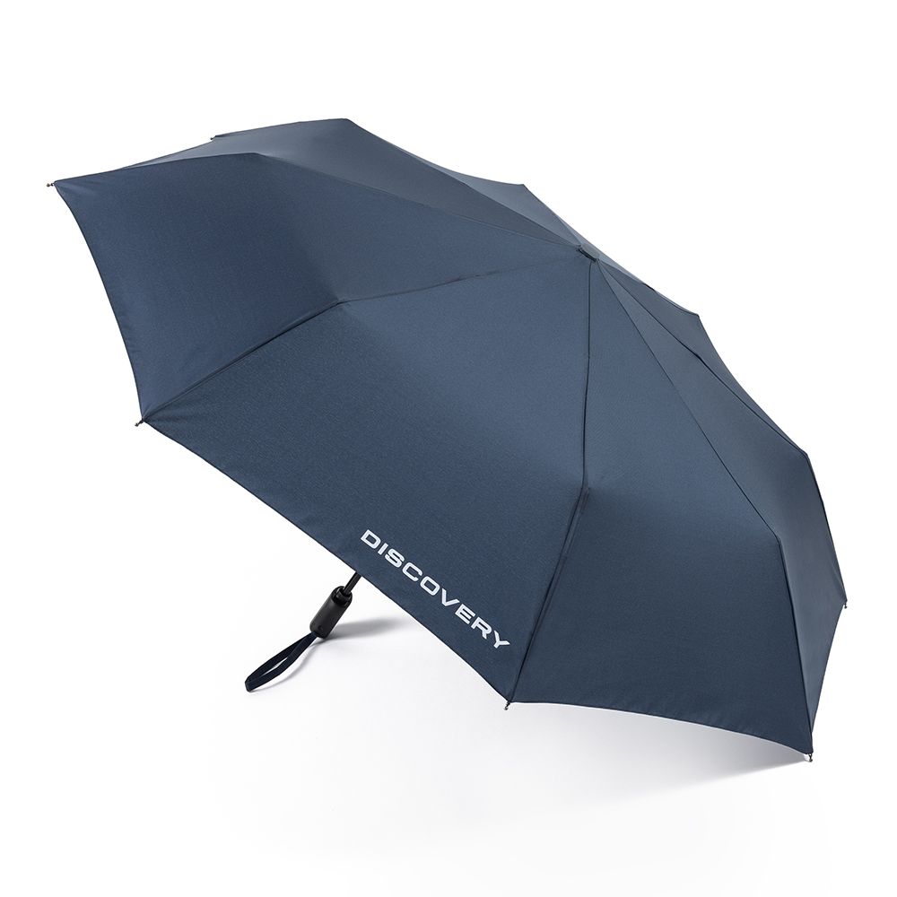 Blue Compact Umbrella with a  White Discovery Wordmark - Image 1 of 6
