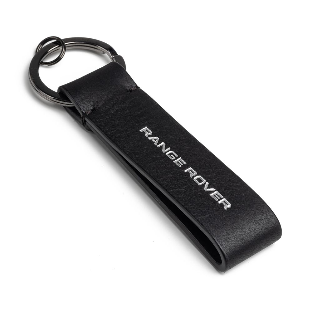 Black Leather Loop Keyring With A White Debossed &#039;Range Rover&#039; Wordmark - Image 1 of 4