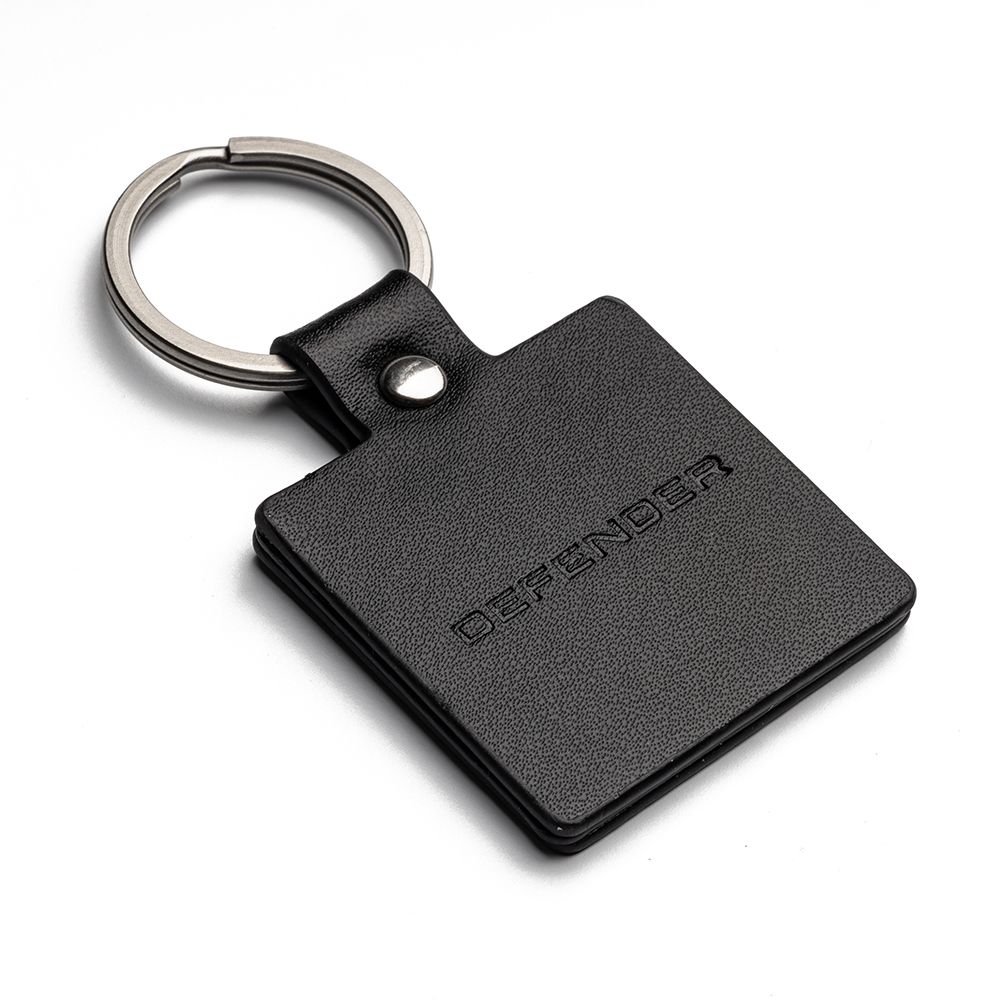 Defender Square Leather Keyring