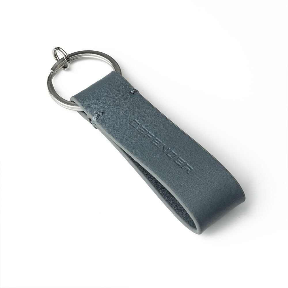 Grey Defender Leather Loop Keyring With Debossed Wordmark - Image 1 of 2
